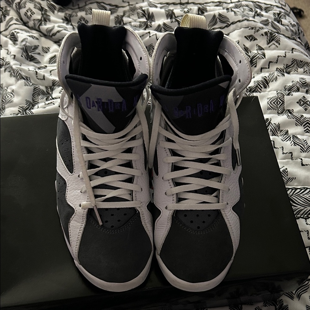 Jordan 7s Gray and White Sneakers